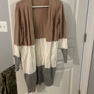 Striped color block cardigan